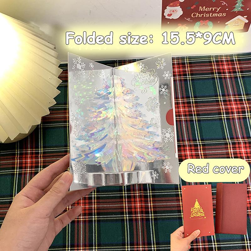

3D Pop Up Рождественская открытка с музыкой Счастливого Рождества Поздравительная открытка Рукописные благословения Пригласительные открытки Подарки на День благодарения