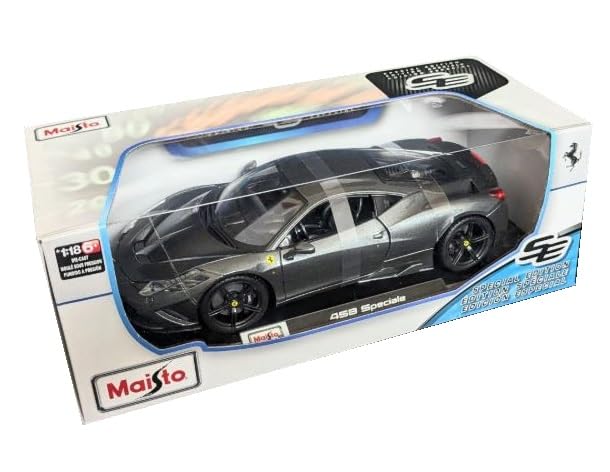 Maisto Ferrari 458 Speciale 1/18 Scale Model Special Edition with Display Base, Opening Doors, and Working Suspension, Diecast Car