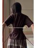 Women's Solid Color Cinched Waist Round Neck Cotton T-Shirt – Casual Short Sleeve Top (2026)