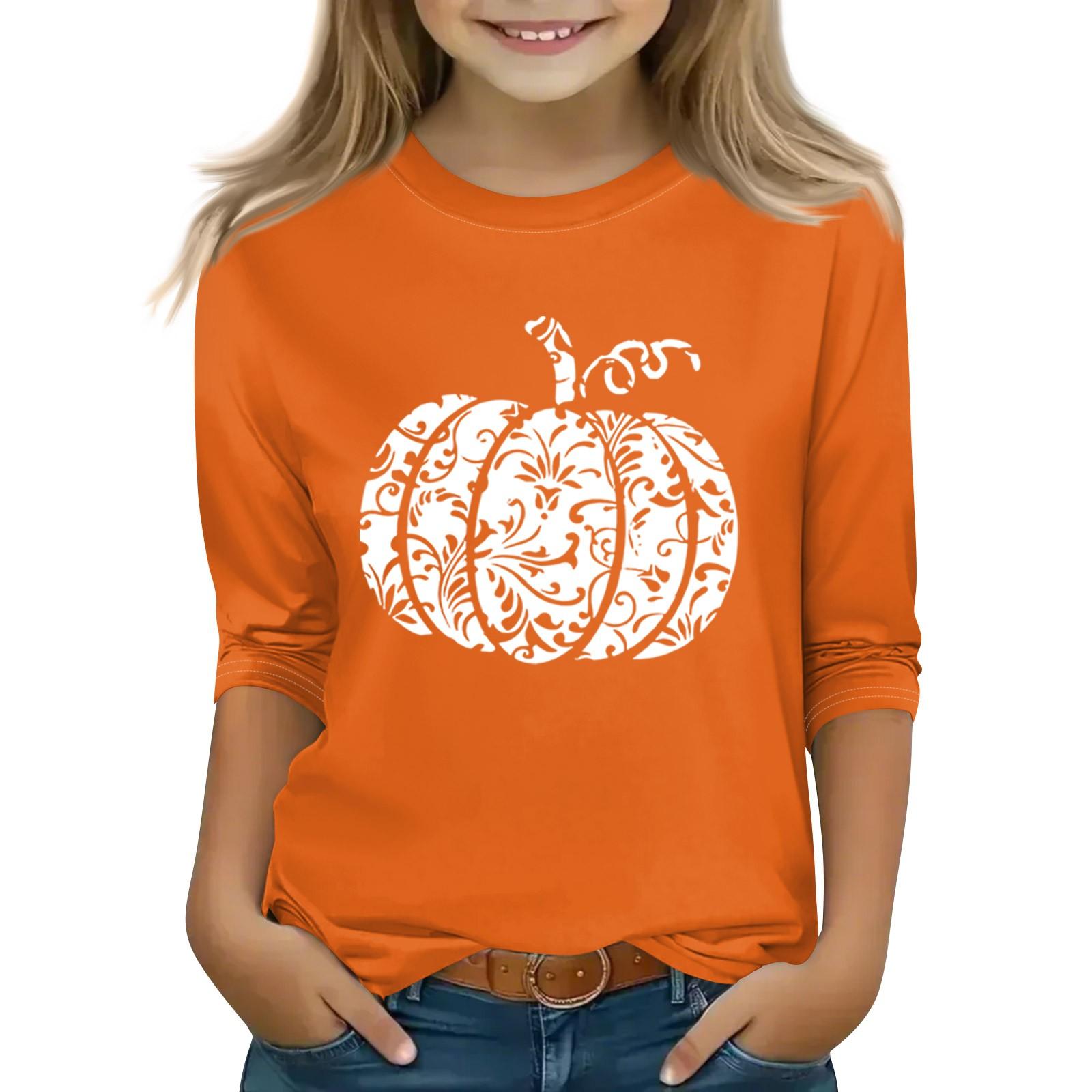 

Топы с принтом для девочек 5-16 лет с круглым вырезом и рукавами 3/4 Футболки Модные топы Наряды Футболки 120 белый