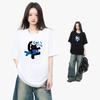 2024 Women's Casual Print Cotton Short Sleeve T-shirt, Loose Fit Round Neck Top