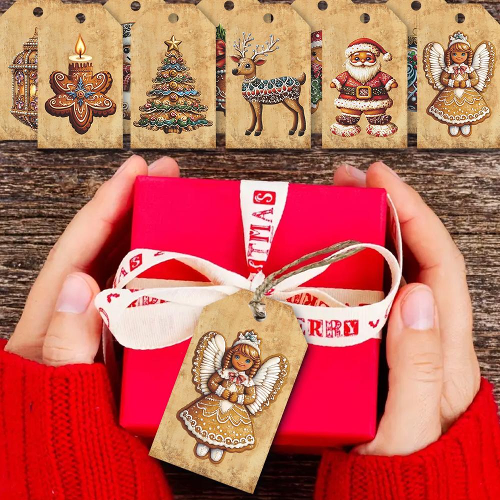 40pcs, Christmas tags, gift labels, party decorations, DIY cards, holiday home decor, greeting cards, party cards, gift twine