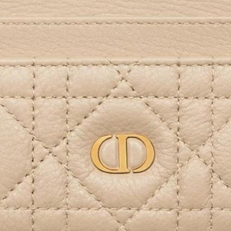 Dior Freesia Metal Logo Diamond Design Calfskin Card Holder Women accessories Pink Beige S5130UWHC-M51U