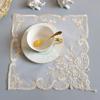 TOP Beige Beads Flowers Embroidery Table Place Mat Pad Cloth Wedding Christmas Placemat Kitchen Table Surface Decoration and Accessories for Home