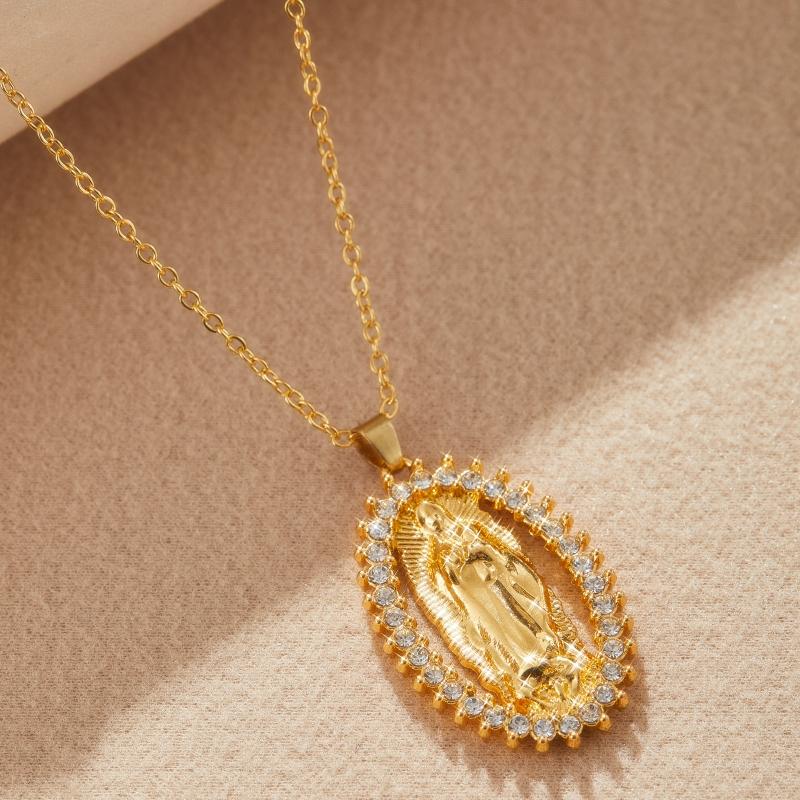 European and American Exquisite Virgin Mary Necklace Zircon Personalized Design Women's Luxury Niche Religious Zircon Gift