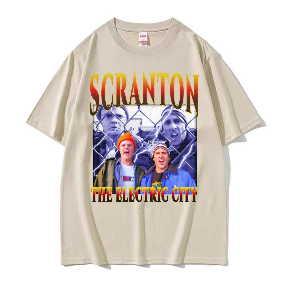 Funny Scranton The Electric City Vintage 90s Movie T Shirts Mens Clothing Fashion Classic Tshirt Cotton Comfort Casual T Shirt
