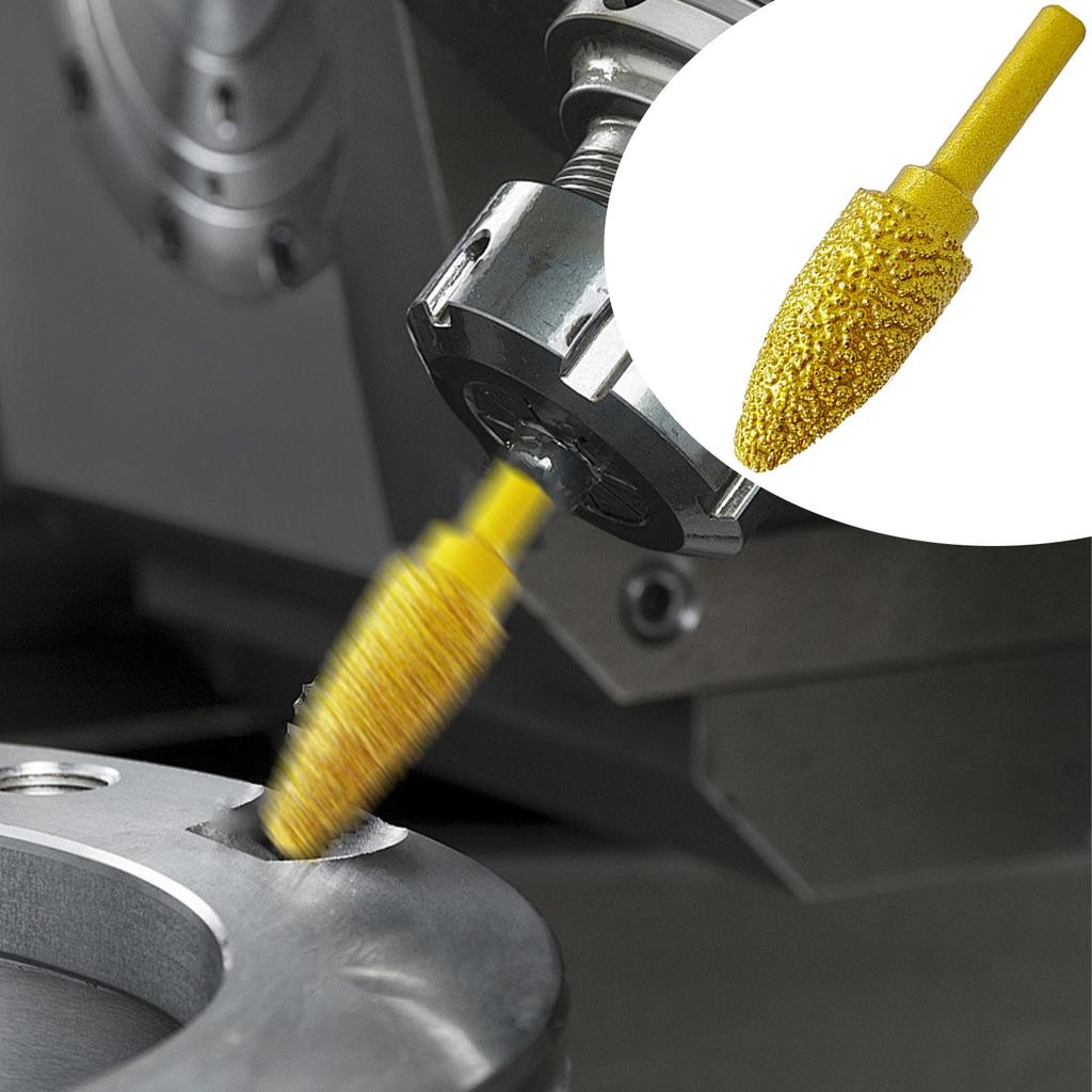 Diamond Grinding Head Burr Drill Bit Grinder Accessory Grinding Bit 6mm Shank for Polishing DIY Craft Stone Carving Metal