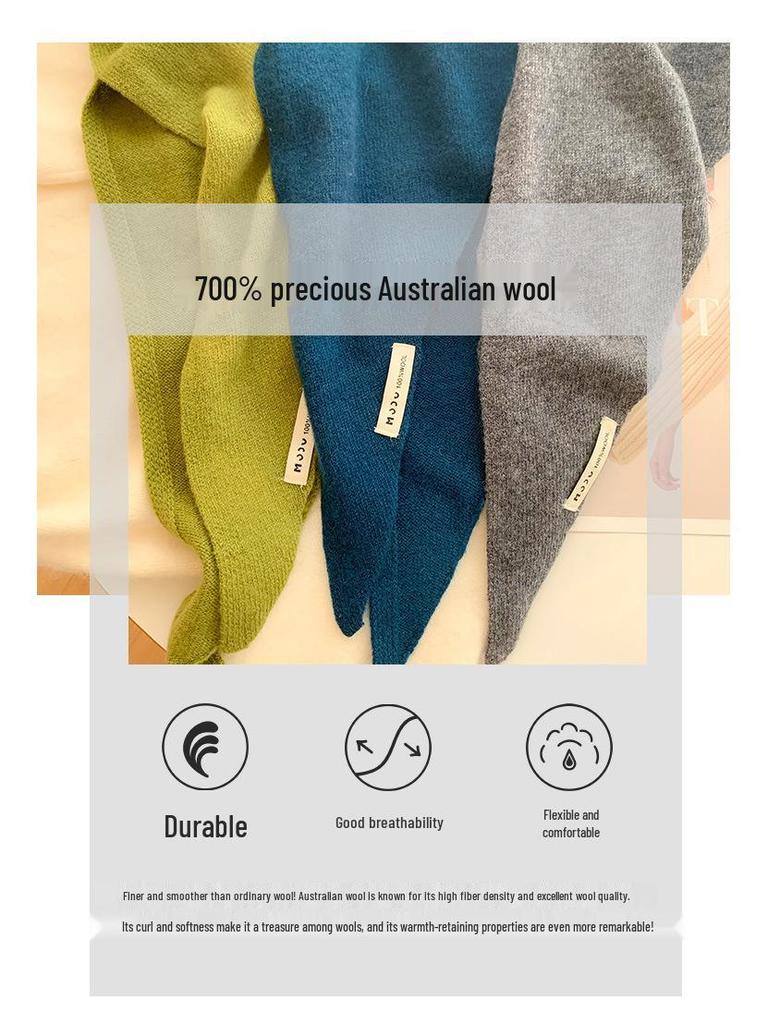 Women's Wool Knit Triangle Shawl Scarf - Versatile, Warm for Autumn & Winter