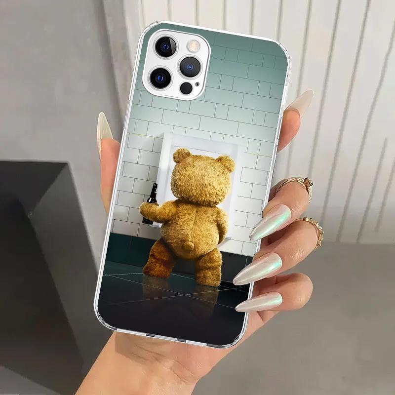 Naughty Cute Bear Funny Mascot Phone Case for Iphone 17 Air 16 15 Plus 14 13 Mini 12 11 Pro Max 16E 7 8 SE 2020 Soft Funda Print