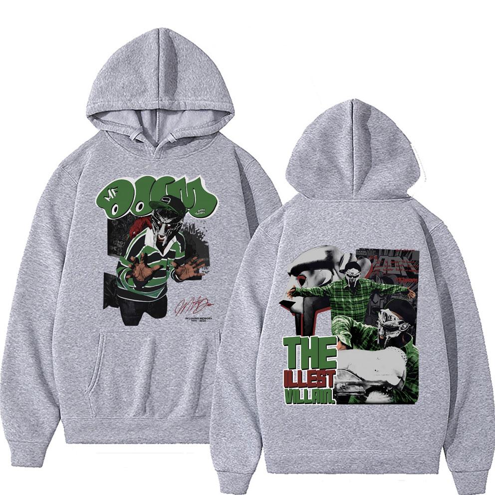 Madvillainy Men's The Illest Villains Dupla Face Hoodie  Classic Simple Oversized Hip Hop Moletons Rapper MF Doom Moda Masculina