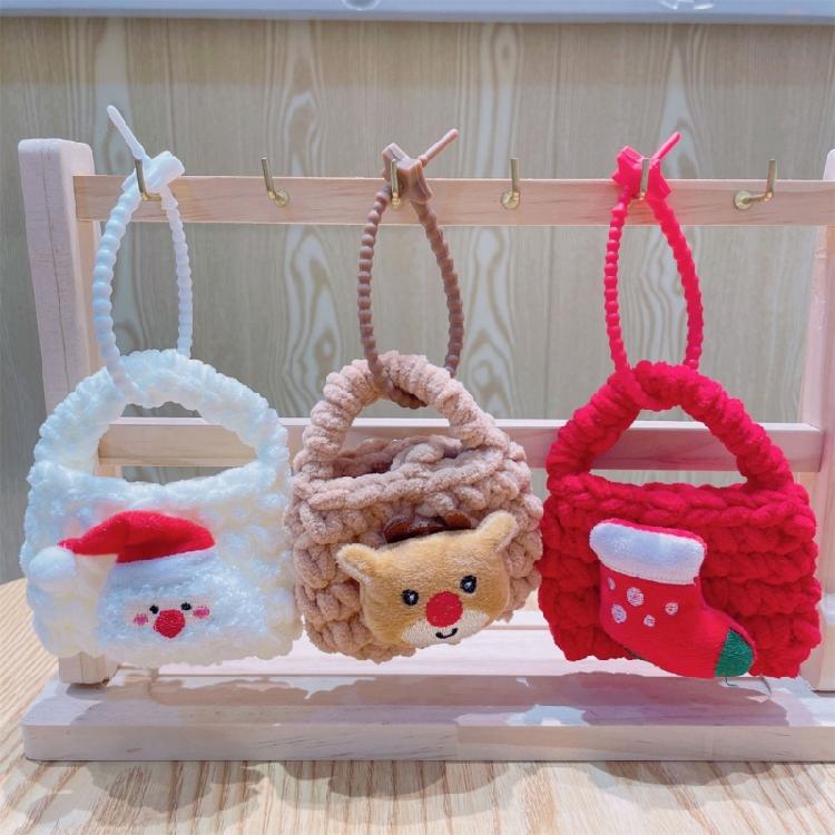 Christmas Plush Keychain Wallet Space Knit Earphone Bag Pendant Practical Holiday Accessory