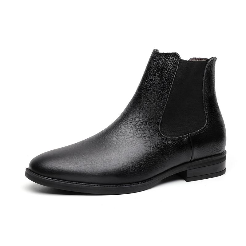 Elegant Chelsea Boots Leather Men Slip-on Dress Formal Boots Model Fashion Motorcycle Boots Vintage British Style Platform Boots