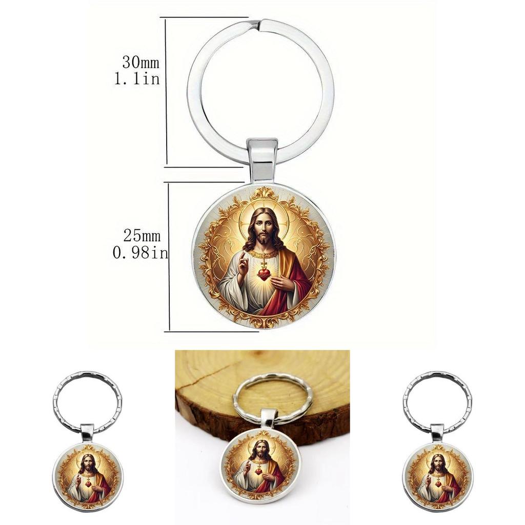 Heart Jesus Design Glass Alloy Key Holder With Modern Style For Party And Festival Gifts