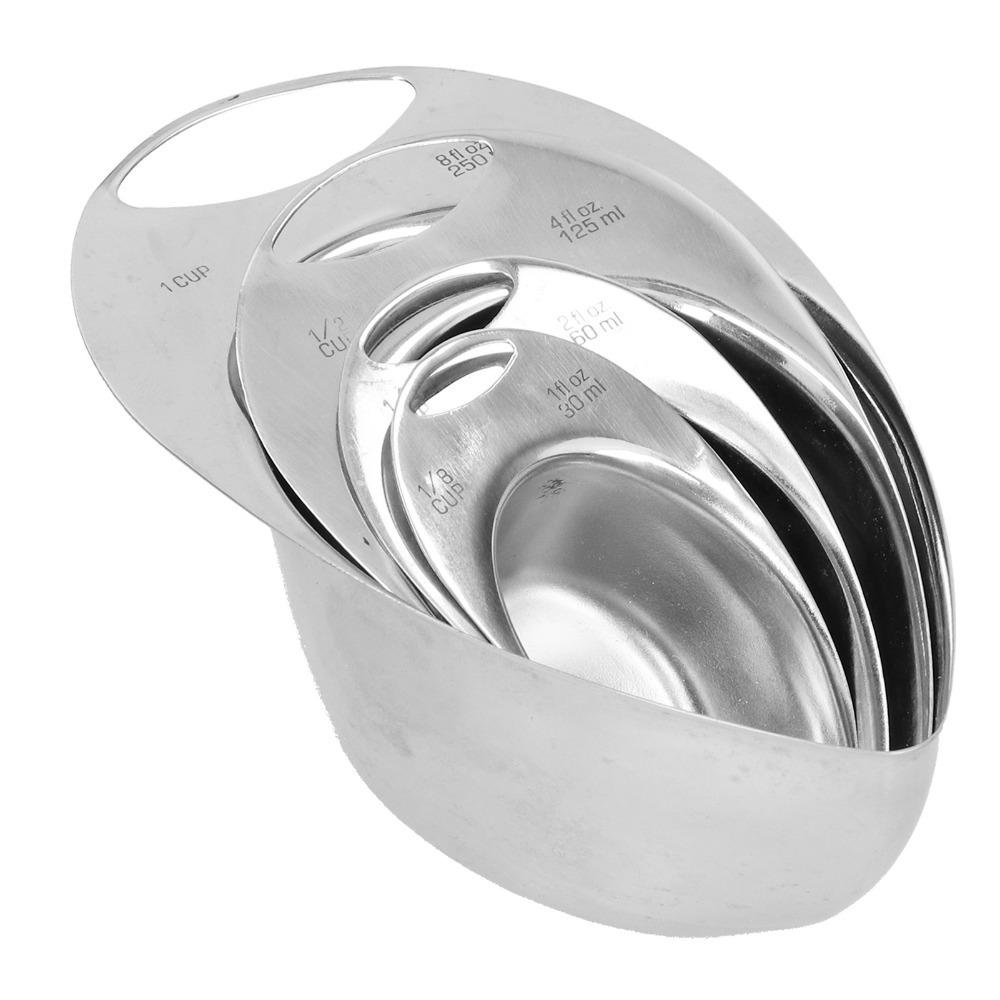 4Pcs Hanging Loop Measuring Spoon Clear Scale Metal Spoon Set Measuring Tool Ratio Control