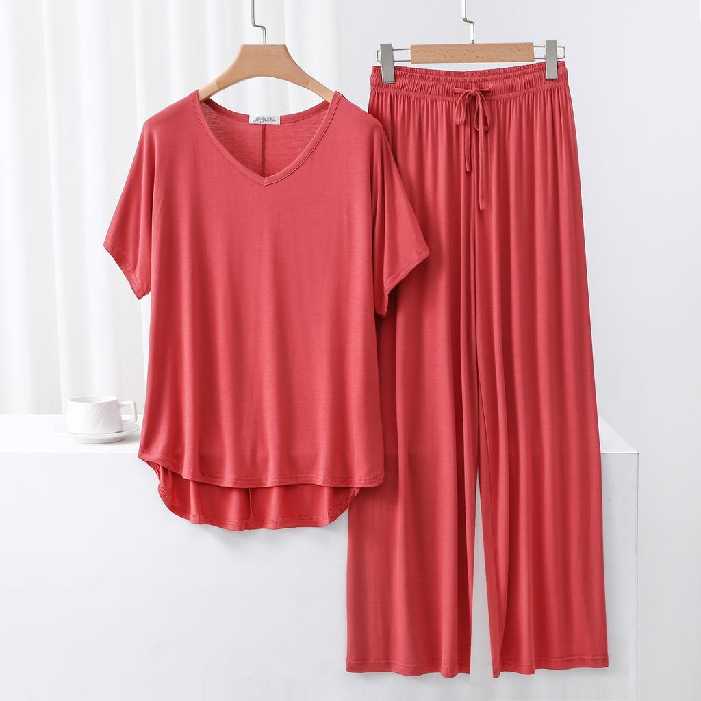 Ensemble de survêtement deux pièces pour femme Coupe ample Haut à manches courtes Pantalon à cordon de serrage
