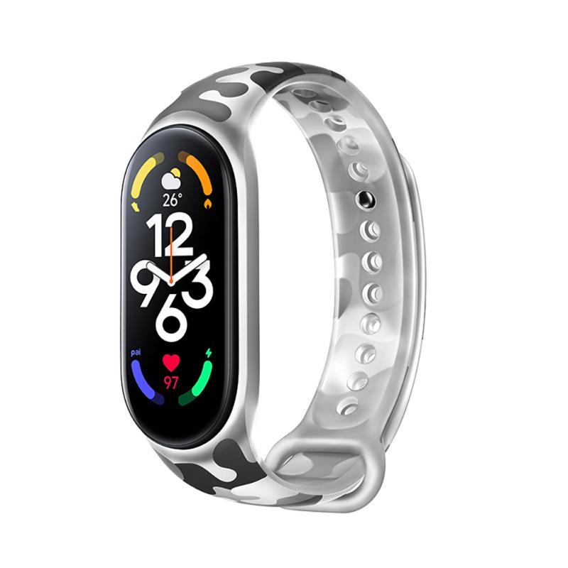 

Camouflage Wristband Silicone Replaceable Watch Strap Adjustable Belt Parts Compatible For Mi Band camouflage gray