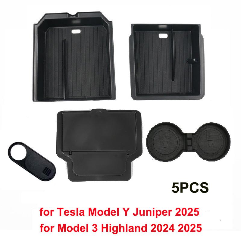 Für Tesla Neues Model Y Juniper 2025 Launch Model 3 Highland 2024 Mittelkonsole & Armlehne Aufbewahrungsbox Oberes & Unteres Silikonpolster