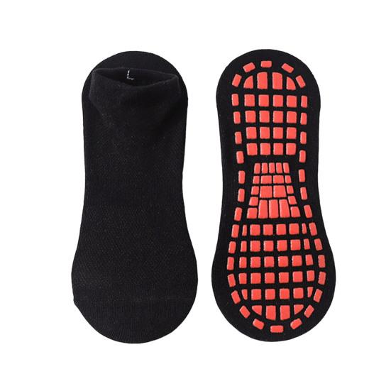 

1 пара унисекс напольных носков, противоскользящие, с силиконовой ручкой, однотонные, высокая эластичность, впитывание пота, домашние носки для взрослых, спортивные носки для йоги, спортивные носки для батутов чёрный