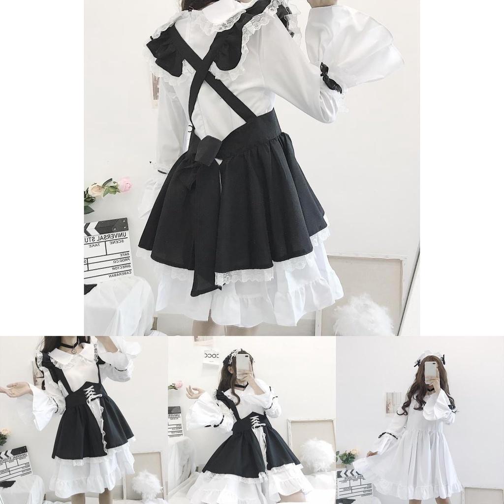 Beautiful Gothic Lolita Dress With Apron And Headdress Perfect For Cosplay Events
