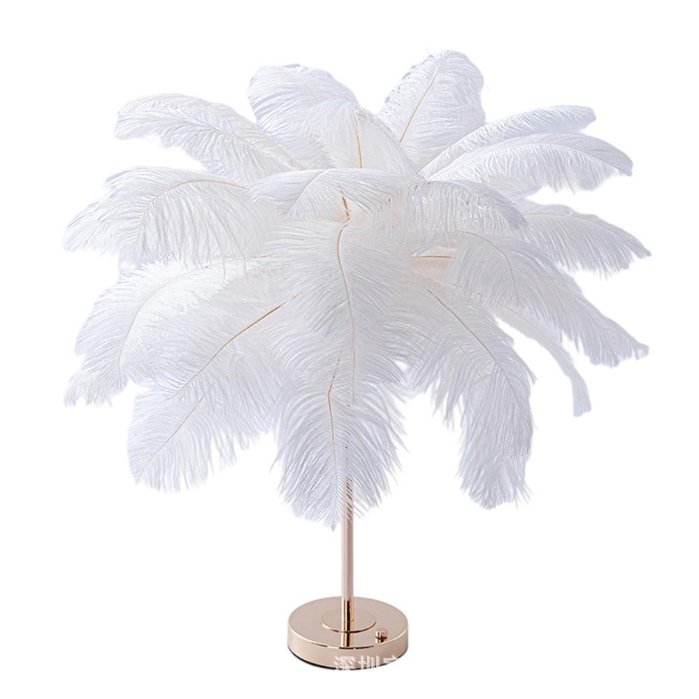 Nordic Romantic Ostrich Feather Floor Lamp - Soft Light Decorative Bedside Lamp