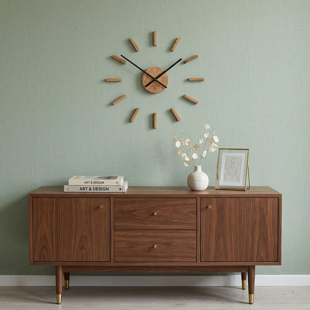 Wooden Oak Wall Clock Simple 75cm
