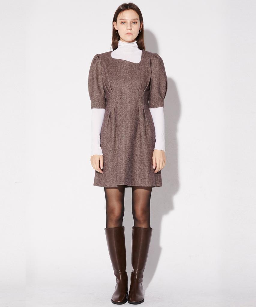 Leusejiem Puff Mini Dress - Brown