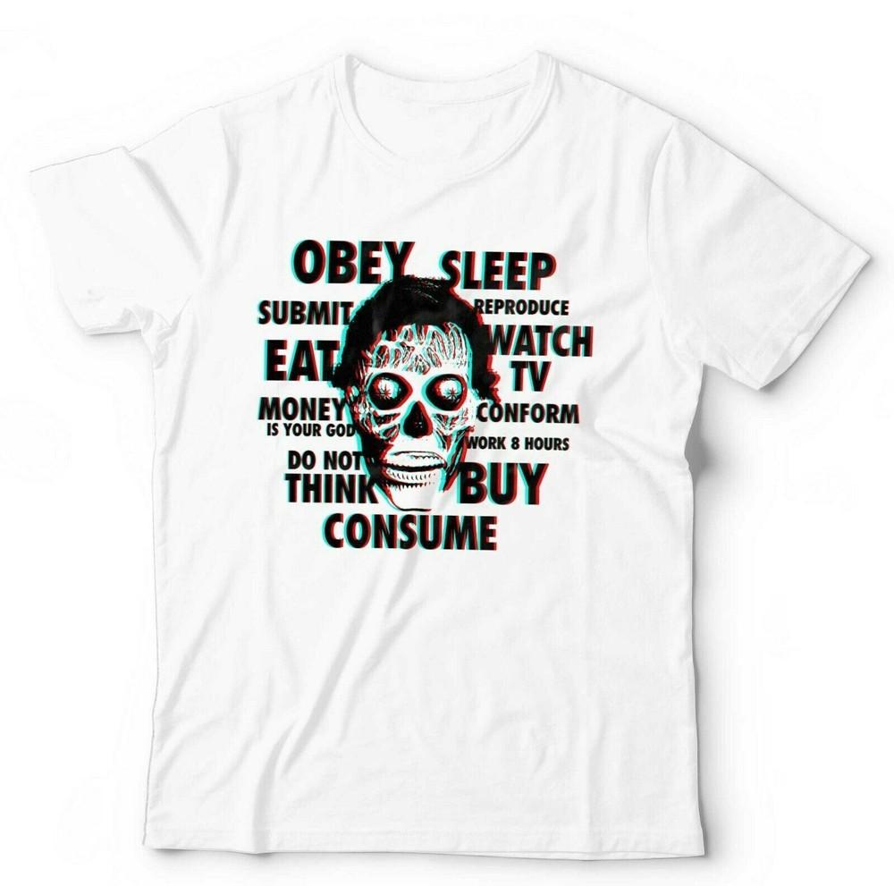 They Live Tshirt Unisex Retro Horror B Movie Vintage Roddy Piper 3D WHITE S