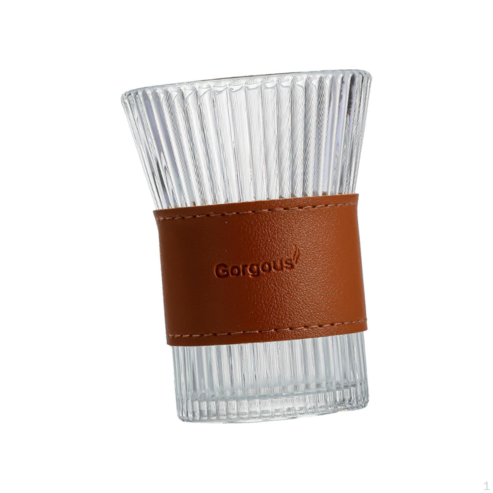 Clear Coffee Cup, Water Drink Vertical Stripes, Tea Glass Cup Style A