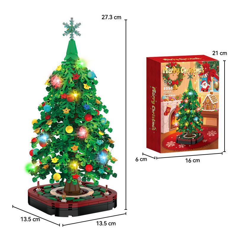 Christmas Tree Building Blocks with LED Light DIY Bricks Model Home Decor Christmas Gift for Kids