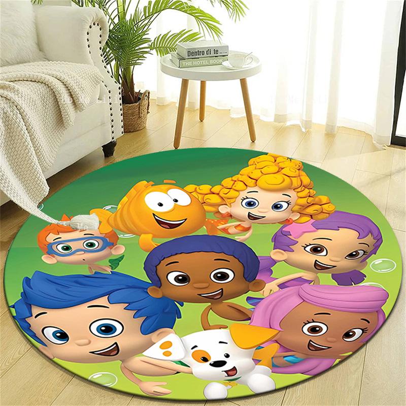 1pc Bubble Guppies Design Printed Area Round Carpet for Bedroom Living Room Home Decor Rugs Mat Non Slip Mat Rug for Bedside
