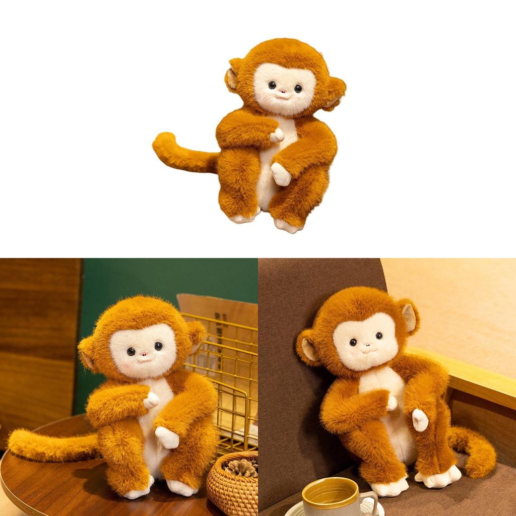 Gold Silk Monkey Plush Toy With Realistic Design For Kids And Collectors