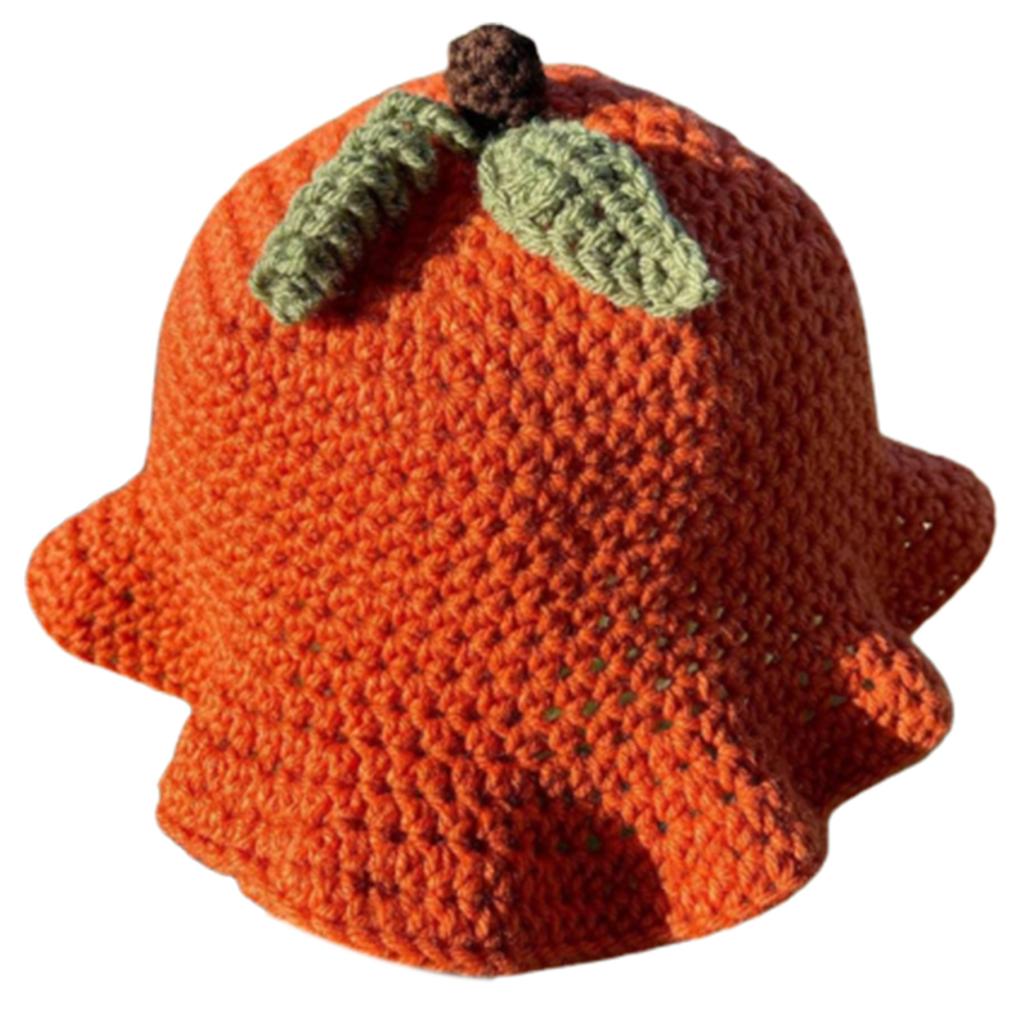 Crochet Pumpkin Bucket Hat Bucket Hat Crochet Pumpkin Fisherman Hat for Adult Teens Skin-Friendly Floppy Hat
