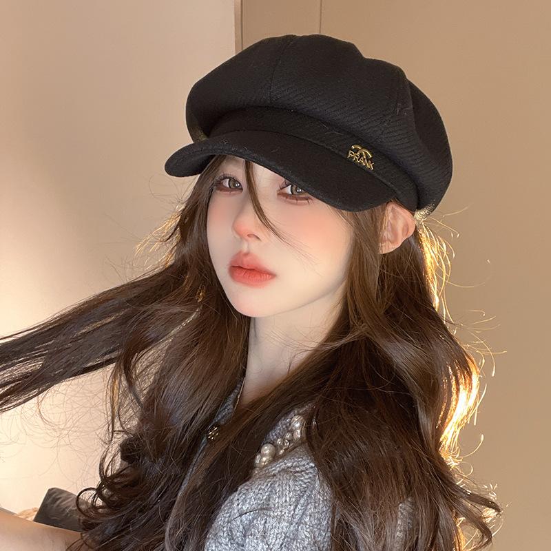 New Autumn and Winter Octagonal Hat Korean Versatile Duck Tongue Beret British Style Baby Hat Women