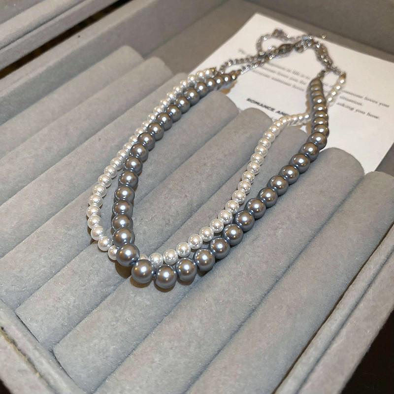 Elegante französische doppelreihige Perlenkette: Vielseitige, hochwertige Schlüsselbeinkette