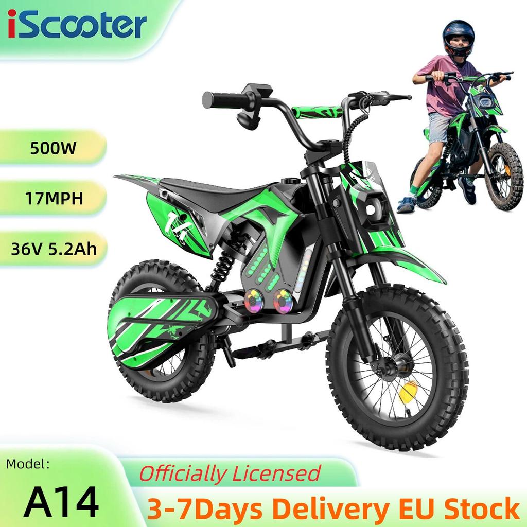 iScooter A14 27KM/H Children's Electric Motorcycle 14 Inch Tire 500W Motor 36V/5.2Ah Battery Dual Shock Absorption With Bluetooth Electric Bicycles