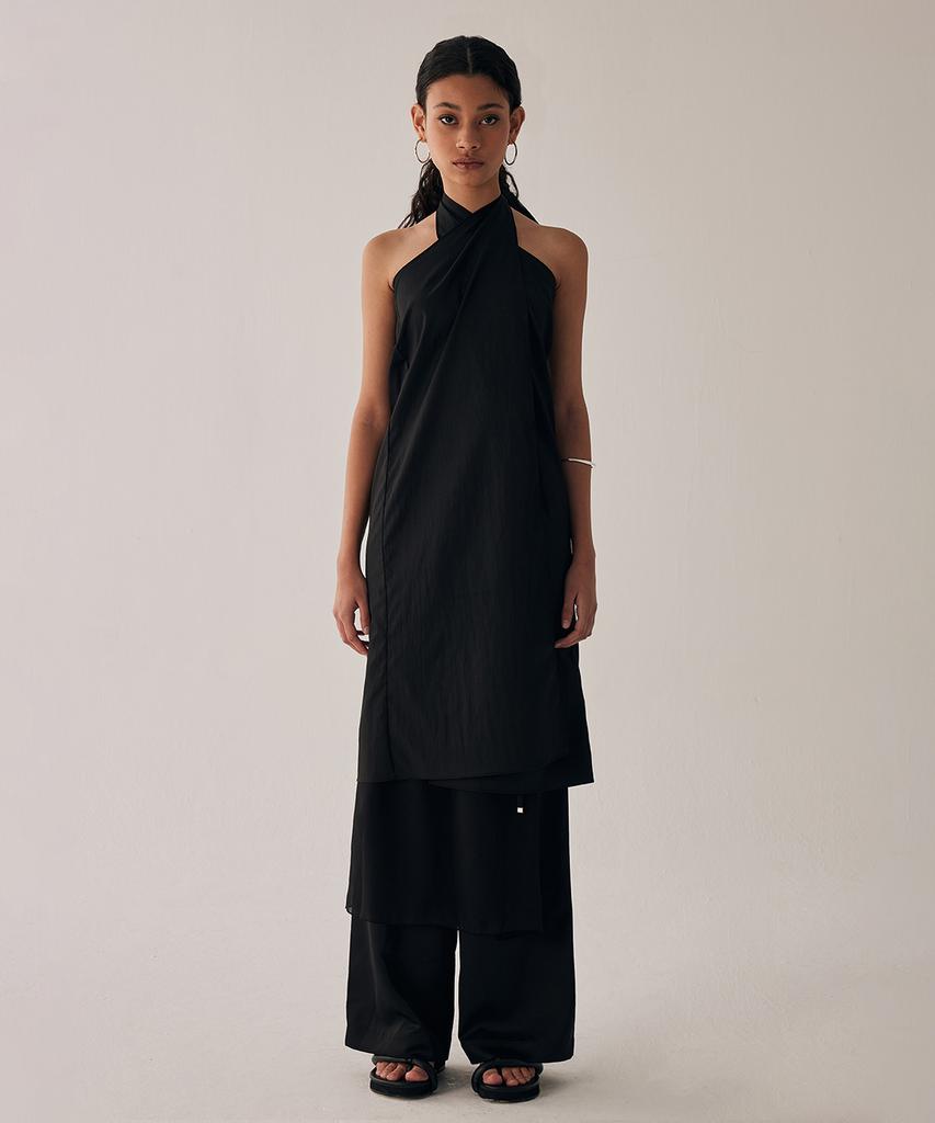 Teulimingbeodeu Layered Scarf Wrap [ Black ]
