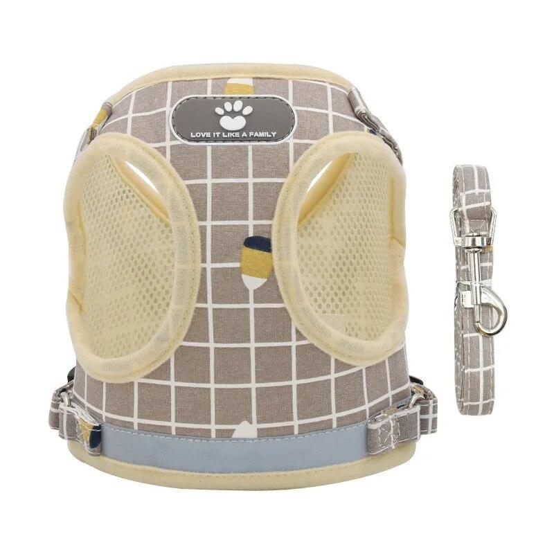 Reflective Breathable Mesh Small Dog Harness with Leash Pug Chihuahua French Bulldog Arnes Perro Puppy Cat Vest Harness Collar