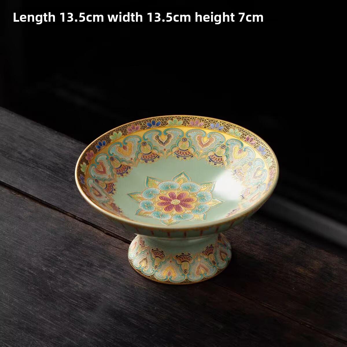 Chinese Ceramic Lotus High Foot Tray for Dessert Snack Fruit Display Elegant and Stylish