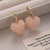 Full Diamond Crystal Love Pendant Earrings Pink Love Earrings Sweet And Gentle Ear Hanging Light Luxury Fashion Earrings
