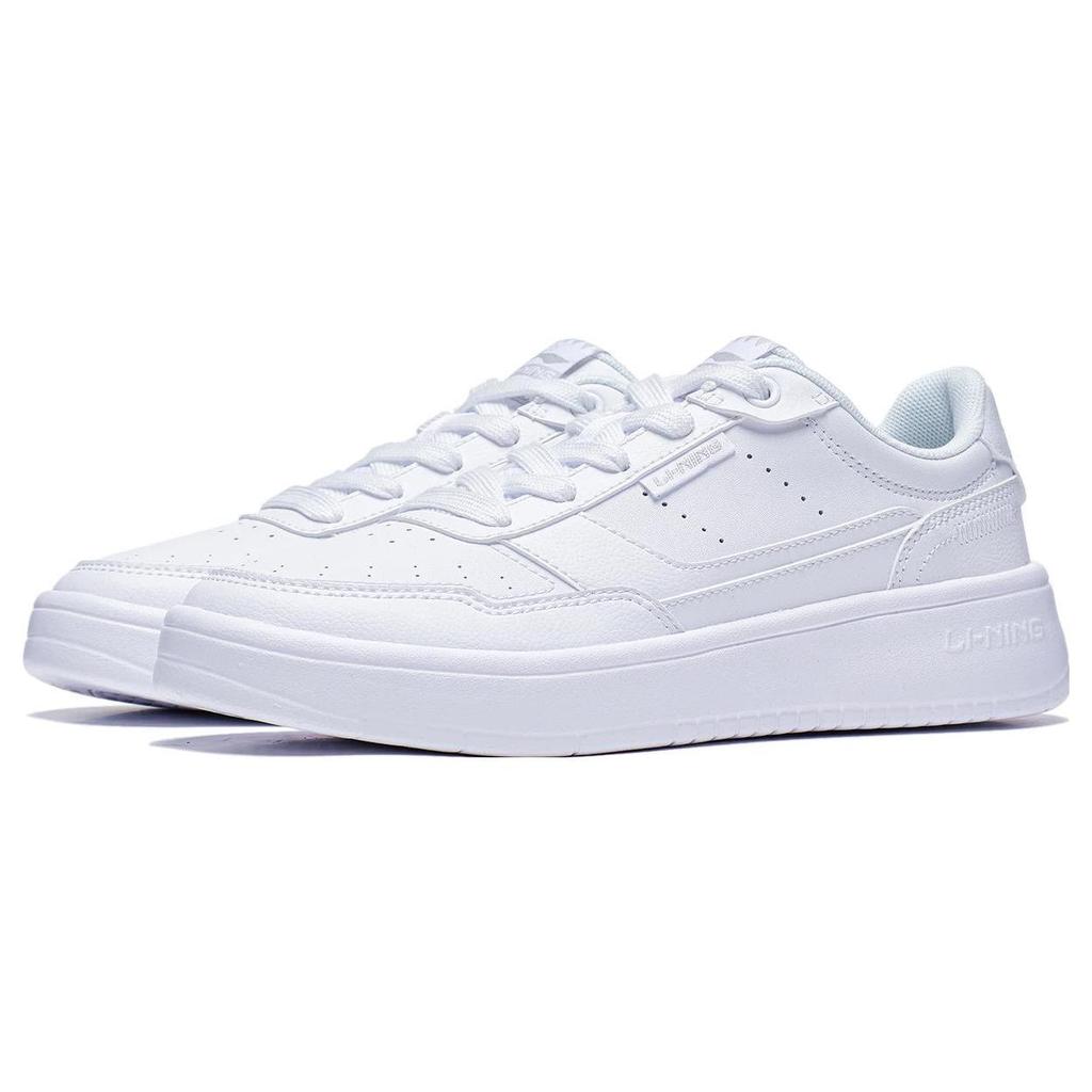 Li Ning Qingyi Synthetic Leather Slip Resistant Abrasion Resistant Low top Skateboard Shoes Women's Standard White AGCT402-1