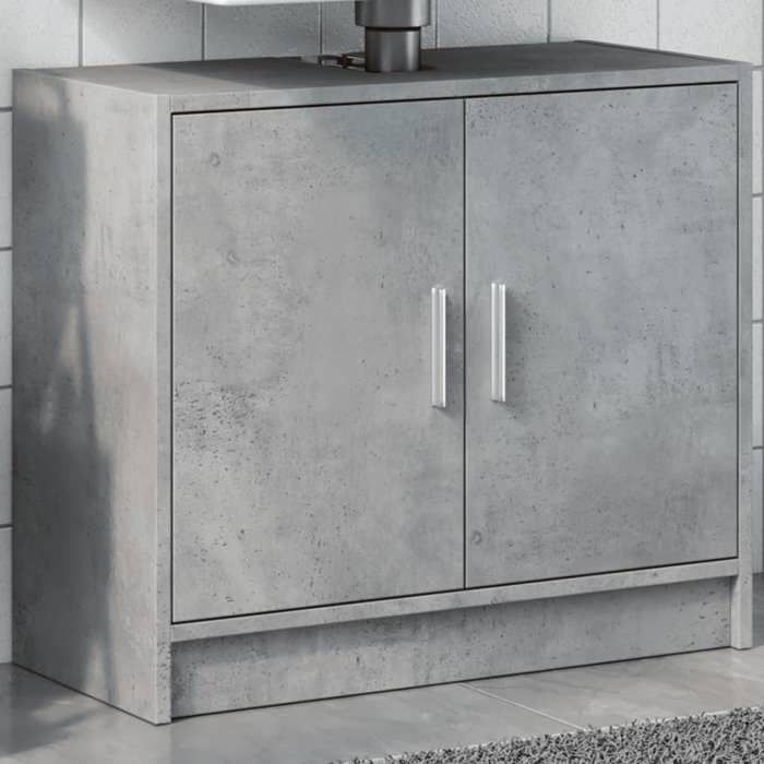 VidaXL Armoire d'évier gris béton 63x29x55 cm bois d'ingénierie, armoire de salle de bain, armoire de rangement salle de 848097