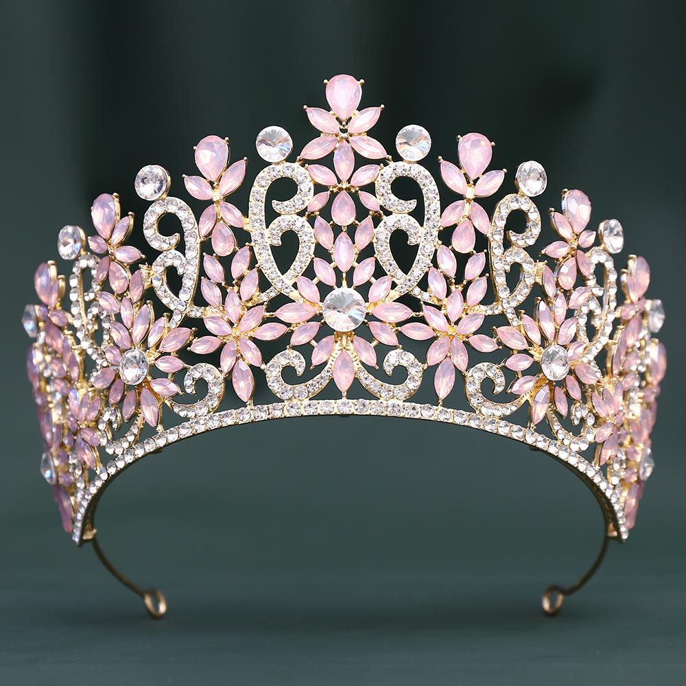 

DIEZI Baroque Luxury Opal Crystal Tiara For Women Wedding Party Elegant Bridal Bride Rhinestone Flower Crown Hair Accessories