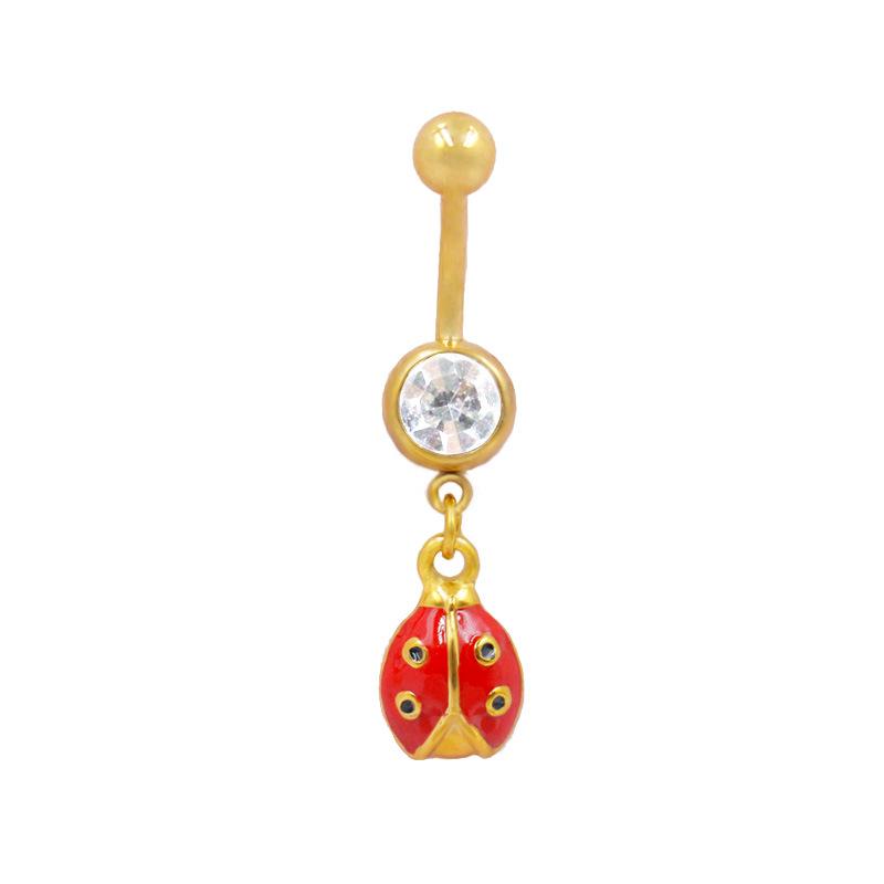 Gaibei Edelstahl Seepferdchen Bauchnabelpiercing mit buntem Diamanten - Modischer Piercing Schmuck