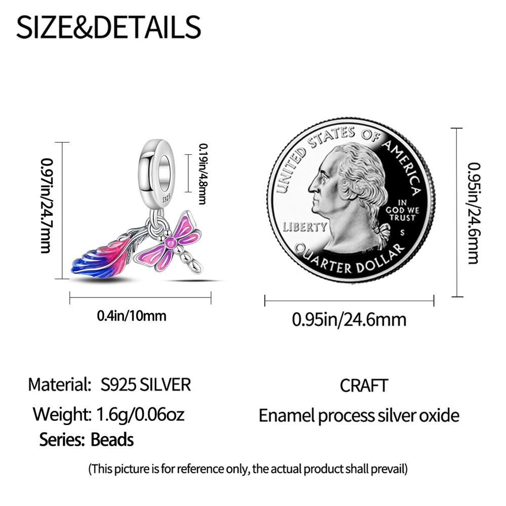 Charms Originalcopper Feathered Dragonfly Beads Fit Bracelet Jewelry Diy Women Party Gift