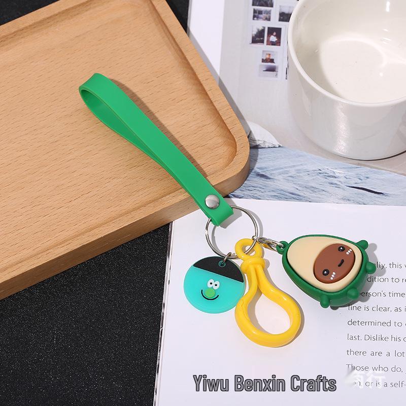 Cartoon Avocado Keychain – Cute Silicone Pendant Gift for Kids’ Backpacks