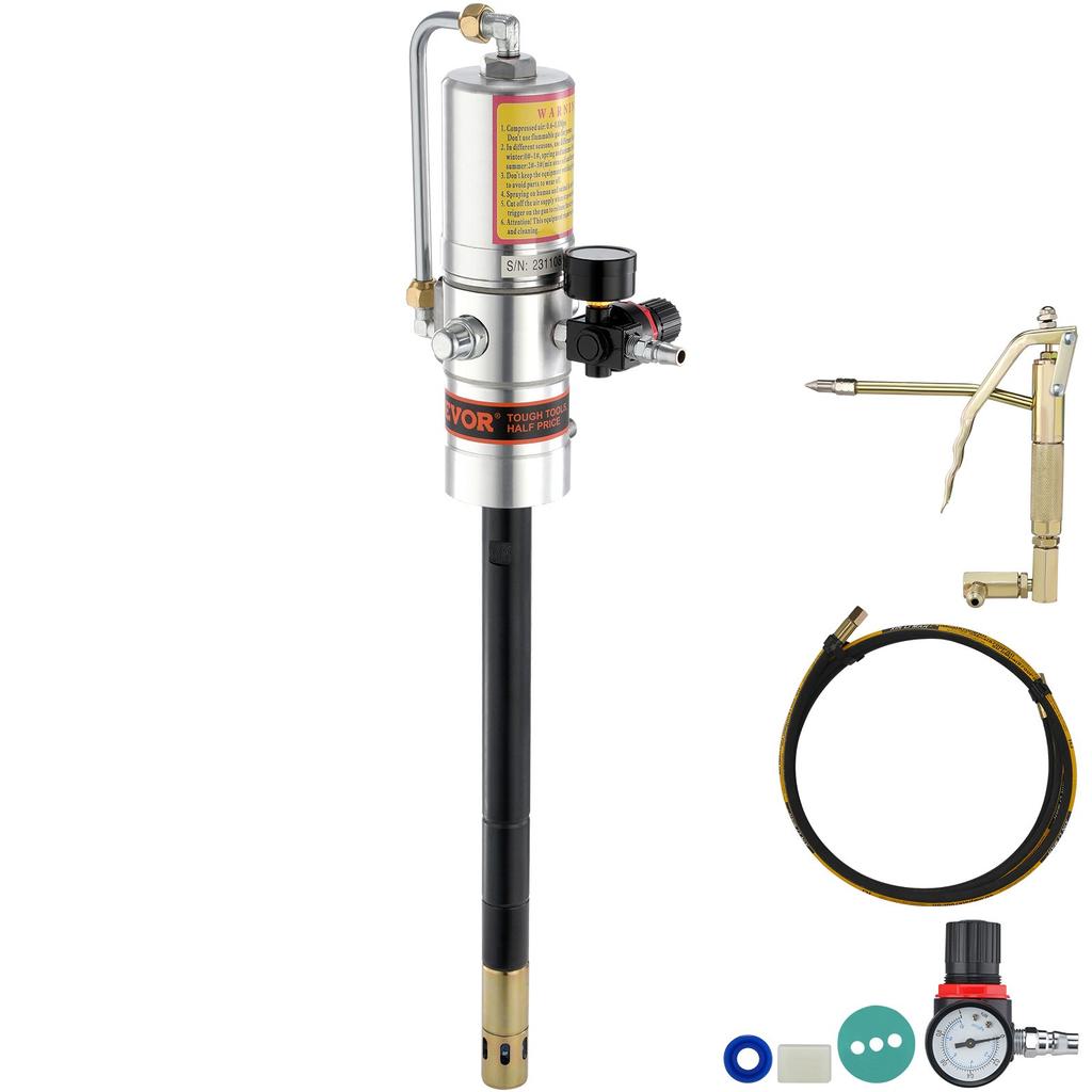 VEVOR Grease Pump, 50:1 Pressure Ratio Air Operated Grease Pump with 13 Ft High Pressure Hose and Grease Gun, Pneumatic Grease Pump