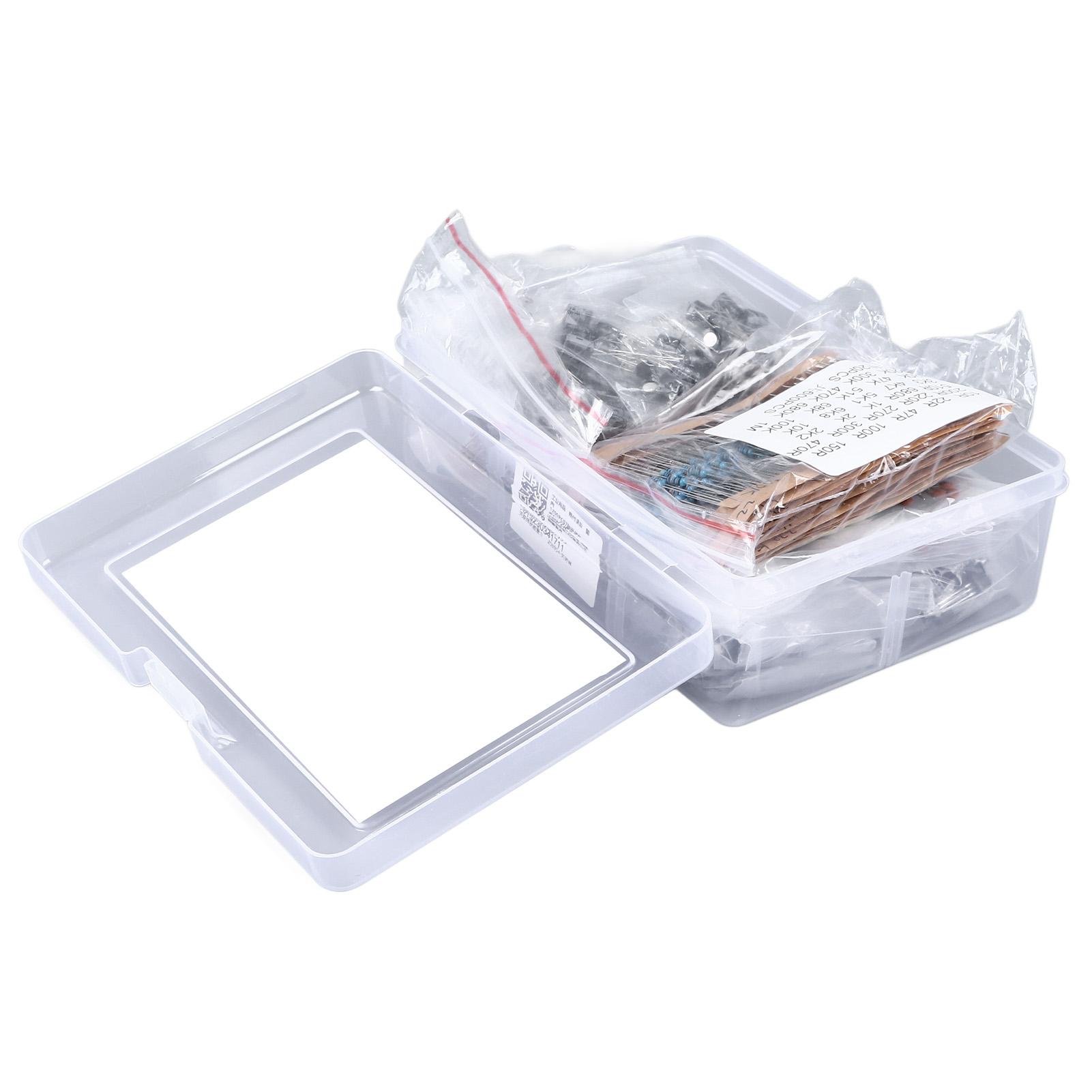 

1500PCS Electronic Component Kit Resistors Transistors Ceramic Electrolytic Capacitors LED Diodes Assortment Kit