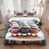 3pcs Winter Wonderland Chicken Cozy Bedding Set - Includes One Quilted Coverlet and Two Pillowcases (No Fillers) - Festive Gift for Home Dec