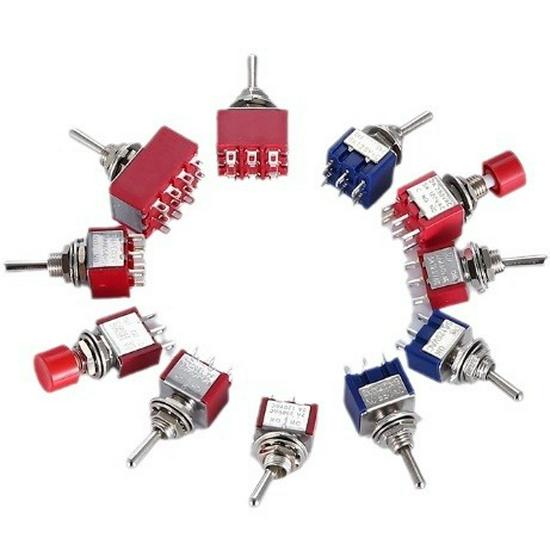 MTS-102 Momentary Self-Reset Toggle Rocker Switch, 6MM Three-Pin, Two-Position