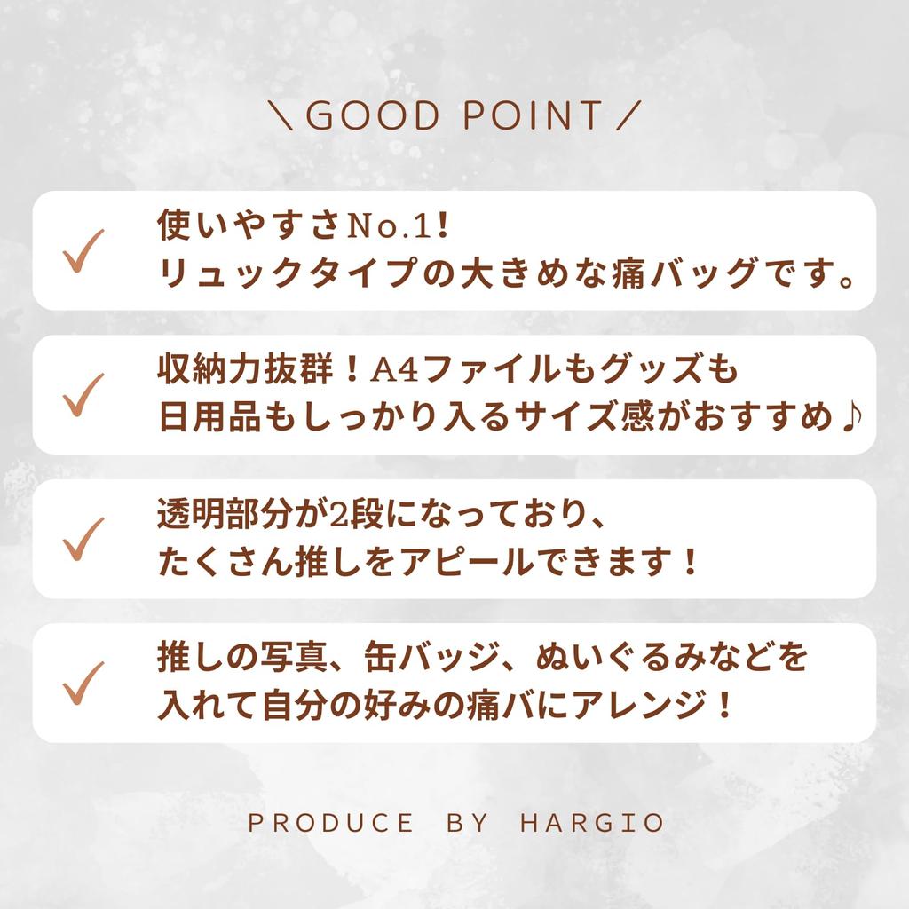 [Harujio] Detachable2-Way Ita Bag, Ita Backpack, Large Capacity, Transparent Backpack, Perfect for Otaku, Otaku Activities, and Oshi Activities,